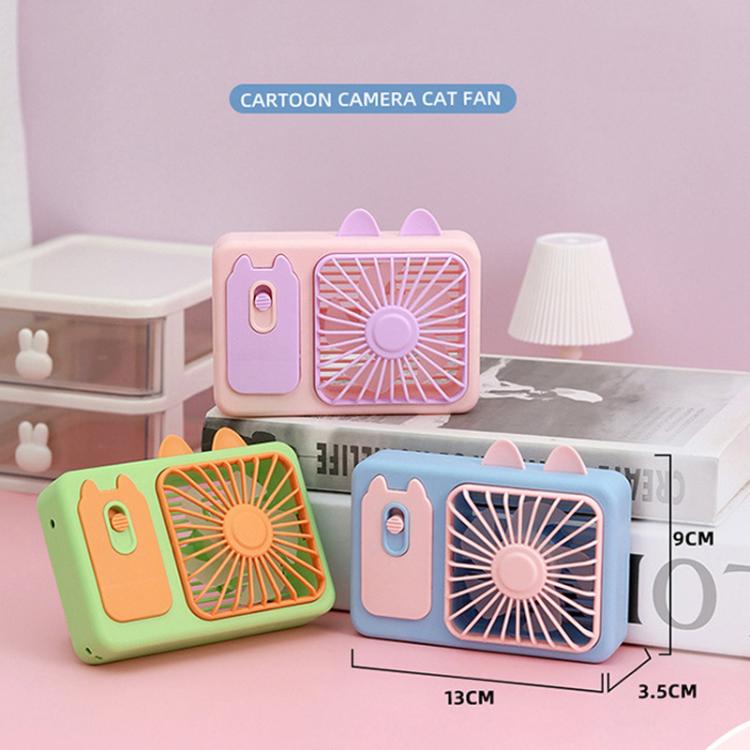 Ventilatore portatile ricaricabile di grandi dimensioni con supporto, a forma di gattino dei cartoni animati, ideale per scattare foto, con supporto, perfetto per la scrivania.