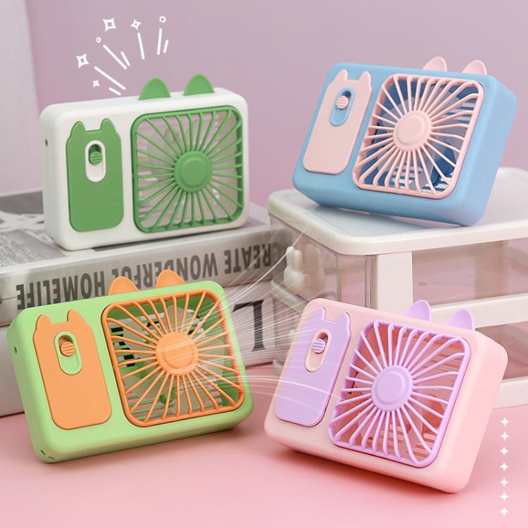 Ventilatore portatile ricaricabile di grandi dimensioni con supporto, a forma di gattino dei cartoni animati, ideale per scattare foto, con supporto, perfetto per la scrivania.
