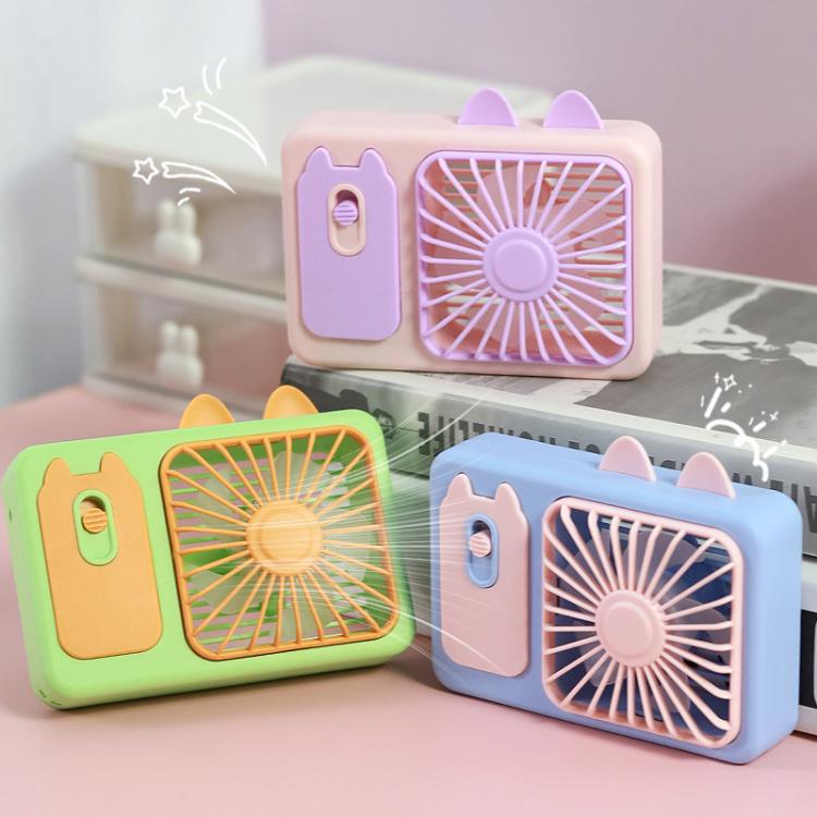 Ventilatore portatile ricaricabile di grandi dimensioni con supporto, a forma di gattino dei cartoni animati, ideale per scattare foto, con supporto, perfetto per la scrivania.
