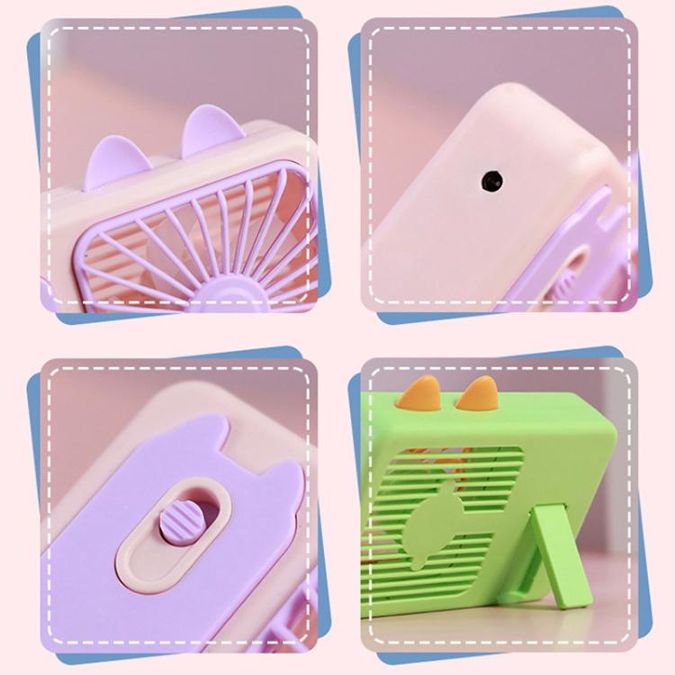 Ventilatore portatile ricaricabile di grandi dimensioni con supporto, a forma di gattino dei cartoni animati, ideale per scattare foto, con supporto, perfetto per la scrivania.