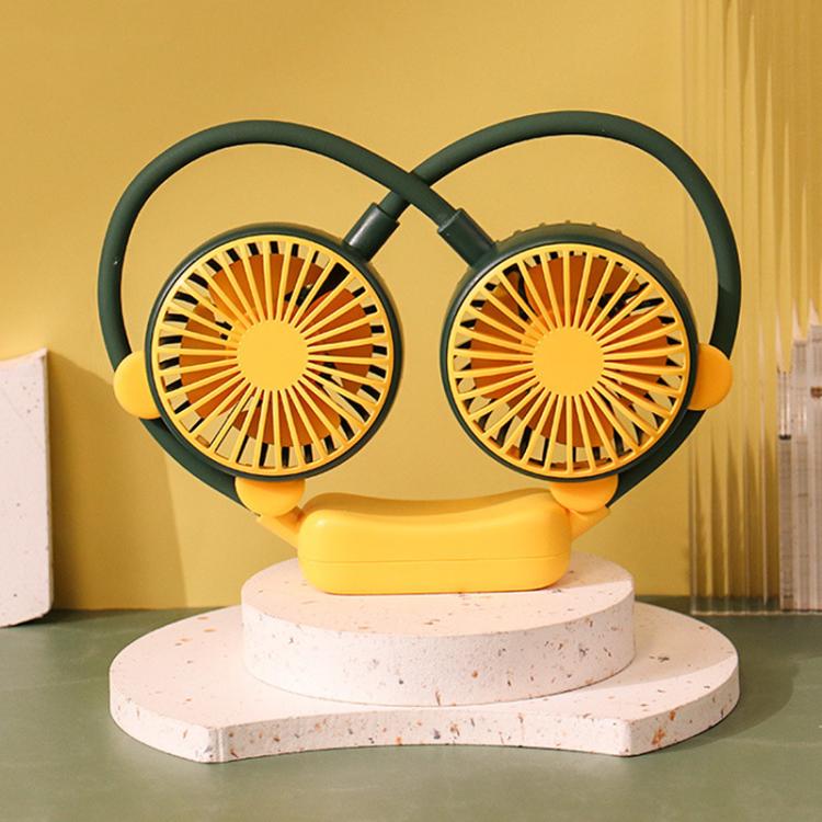 Mini ventilatore da collo pieghevole per esterni, portatile, ricaricabile tramite USB, ideale come regalo estivo., Bear Green, Bear Pink Purple, Bear Gray White