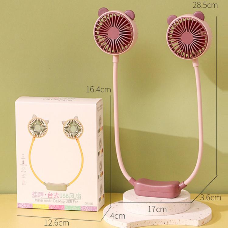 Mini ventilatore da collo pieghevole per esterni, portatile, ricaricabile tramite USB, ideale come regalo estivo., Bear Green, Bear Pink Purple, Bear Gray White