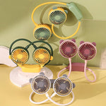 Mini ventilatore da collo pieghevole per esterni, portatile, ricaricabile tramite USB, ideale come regalo estivo., Bear Green, Bear Pink Purple, Bear Gray White