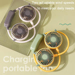 Mini ventilatore da collo pieghevole per esterni, portatile, ricaricabile tramite USB, ideale come regalo estivo., Bear Green, Bear Pink Purple, Bear Gray White