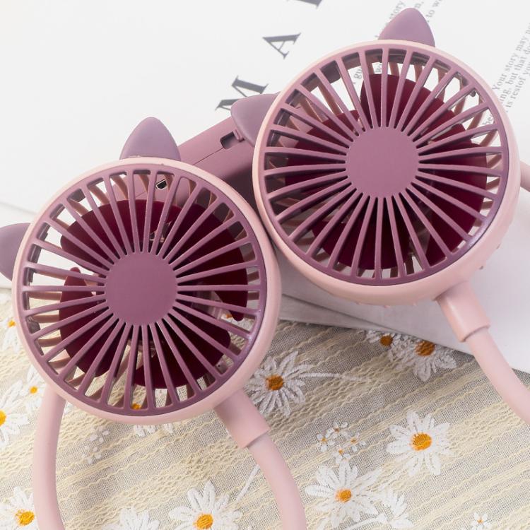 Mini ventilatore da collo pieghevole per esterni, portatile, ricaricabile tramite USB, ideale come regalo estivo., Bear Green, Bear Pink Purple, Bear Gray White