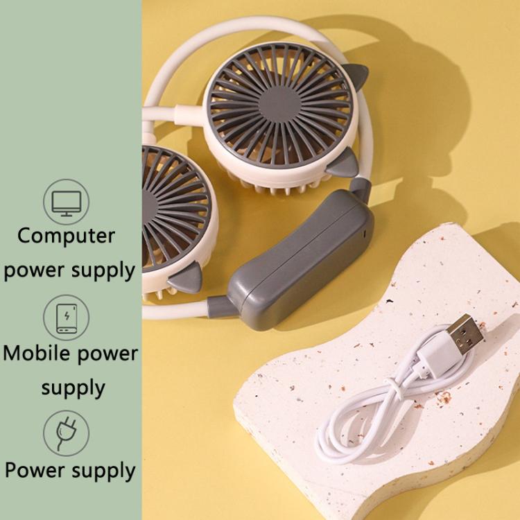 Mini ventilatore da collo pieghevole per esterni, portatile, ricaricabile tramite USB, ideale come regalo estivo., Bear Green, Bear Pink Purple, Bear Gray White