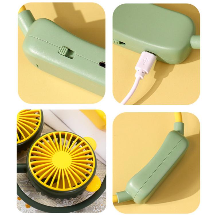 Mini ventilatore da collo pieghevole per esterni, portatile, ricaricabile tramite USB, ideale come regalo estivo., Bear Green, Bear Pink Purple, Bear Gray White