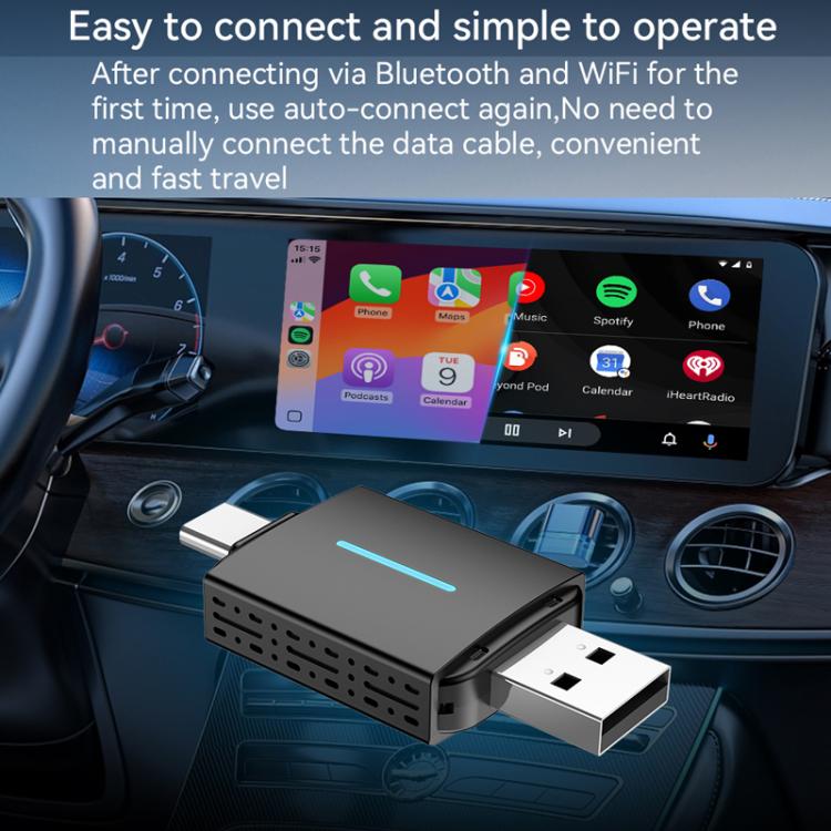 Autoradio cablata a doppia porta CarPlay/Android 2 in 1 convertibile in box wireless, CarPlay/Android 2 in 1