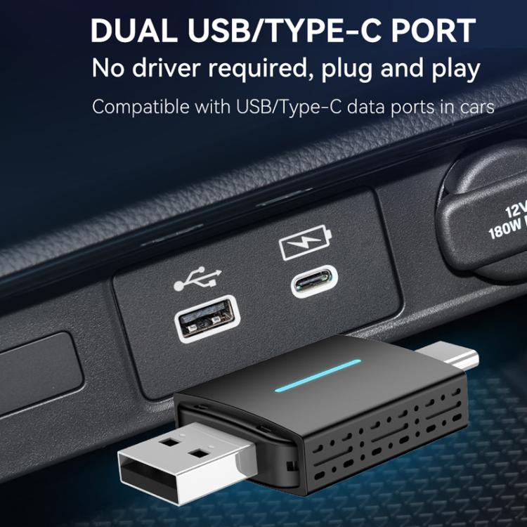 Autoradio cablata a doppia porta CarPlay/Android 2 in 1 convertibile in box wireless, CarPlay/Android 2 in 1
