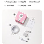 Anello luminoso per selfie con clip e specchio, ricaricabile, portatile, ideale per il trucco, con 3 temperature di colore regolabili.