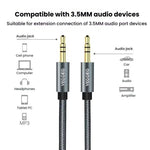 Cavo audio ausiliario VegGieg da 3,5 mm maschio-maschio per auto, compatibile con telefono, computer, stereo, amplificatore e auricolari., 1m, 2m, 3m, 5m