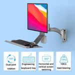 Monitor Bracket Industrial Equipment Cabinet Wall Mount All-In-One Stand Mouse Keyboard Bracket, WKS-1 21x60cm Tray Silver, WKS-1 21x60cm Tray Black, WKS-2 21x60cm Tray Silver, WKS-2 21x60cm Tray Black