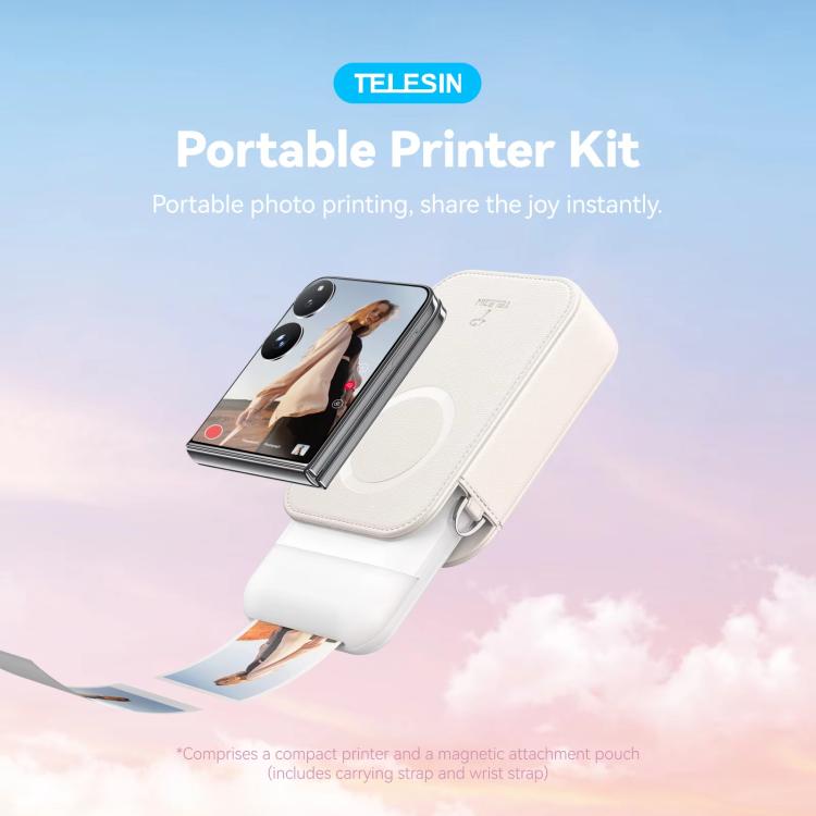 TELESIN Portable Instant Photo Printer With Magnetic Bag & Self-Adhesive Photo Paper For Travel & Memories