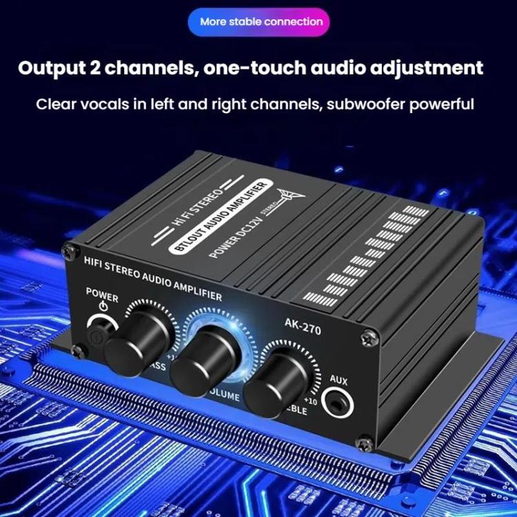 Mini amplificatore per autoradio e impianto stereo domestico, AK270, AK270 With DC Line