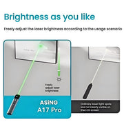 ASiNG A17 Pro Dual Mode Wireless Laser Presentation Pointer - USB/Bluetooth Rechargeable Adjustable Brightness, A17 Pro