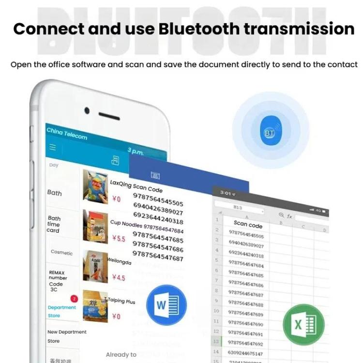 Cell Phone Back Clip Portable Wireless Bluetooth Scanner, E800