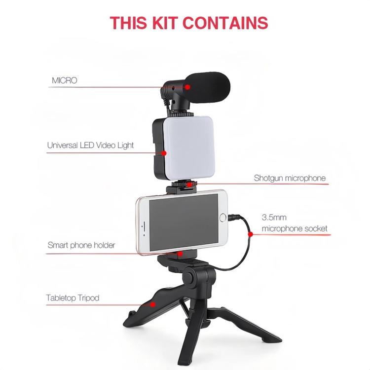 Kit illuminazione streaming 49 LED con treppiede e microfono