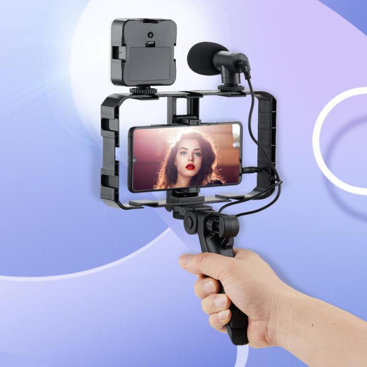 Gimbal stabilizzatore smartphone con microfono e luce LED