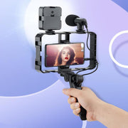 Gimbal stabilizzatore smartphone con microfono e luce LED