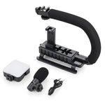 Kit live streaming con microfono e luce LED per reflex