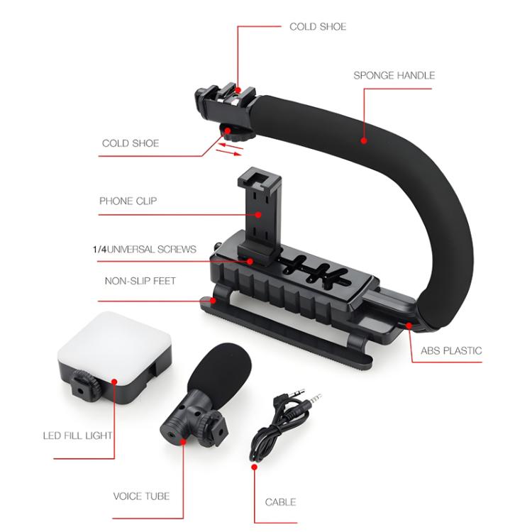 Kit live streaming con microfono e luce LED per reflex