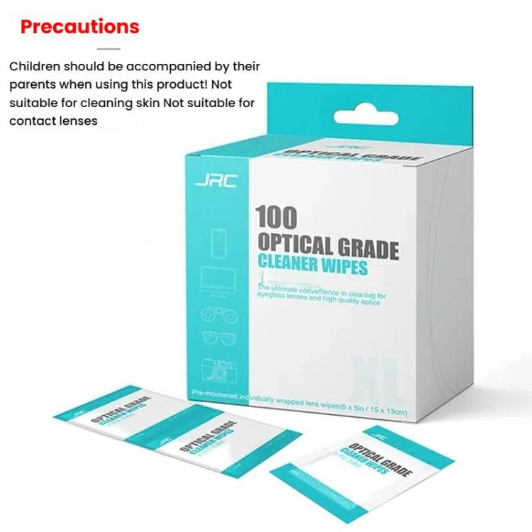 JRC F502 100 pezzi/scatola Carta per la pulizia di occhiali e schermi di cellulari Kit portatile per la pulizia con alcol, Cleaning Paper