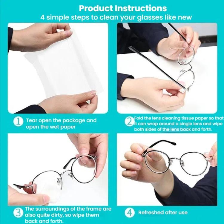 JRC F502 100 pezzi/scatola Carta per la pulizia di occhiali e schermi di cellulari Kit portatile per la pulizia con alcol, Cleaning Paper