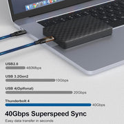 QGeeM USB4 Type-C PD 240W Fast Charging Cable With Digital Display, 40Gbps Data Transfer, 8K 60Hz Video Output For Laptop/Phone/Tablet, 1m