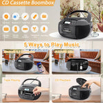 Lettore cassette portatile stereo Bluetooth AM/FM/MP3