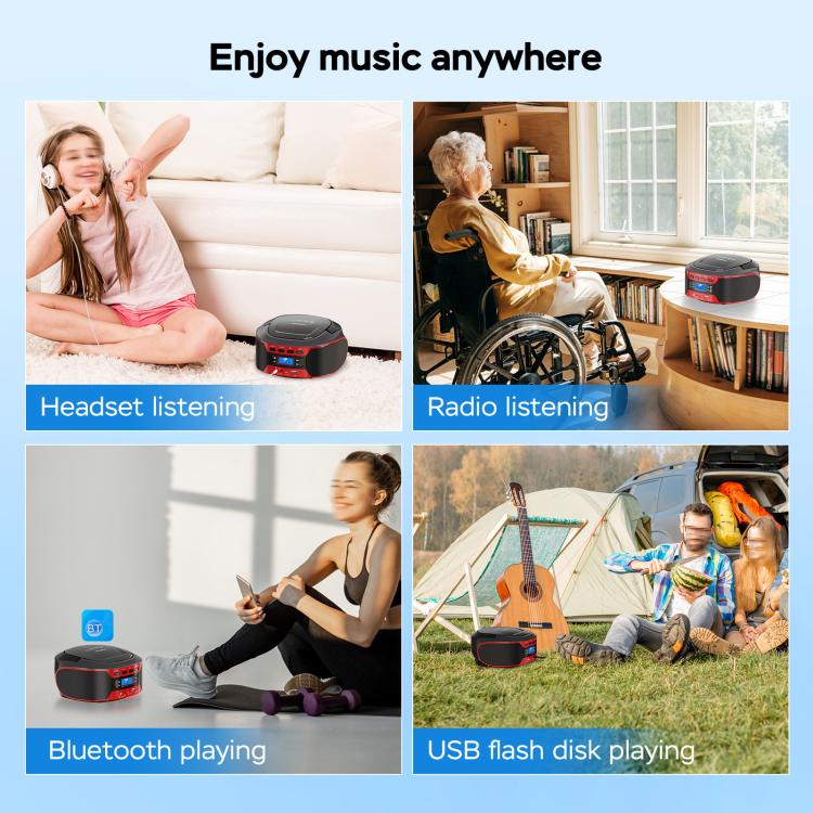 Kuephem W17 Lettore CD portatile Bluetooth e radio FM
