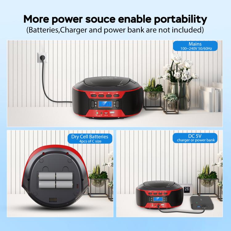 Kuephem W17 Lettore CD portatile Bluetooth e radio FM