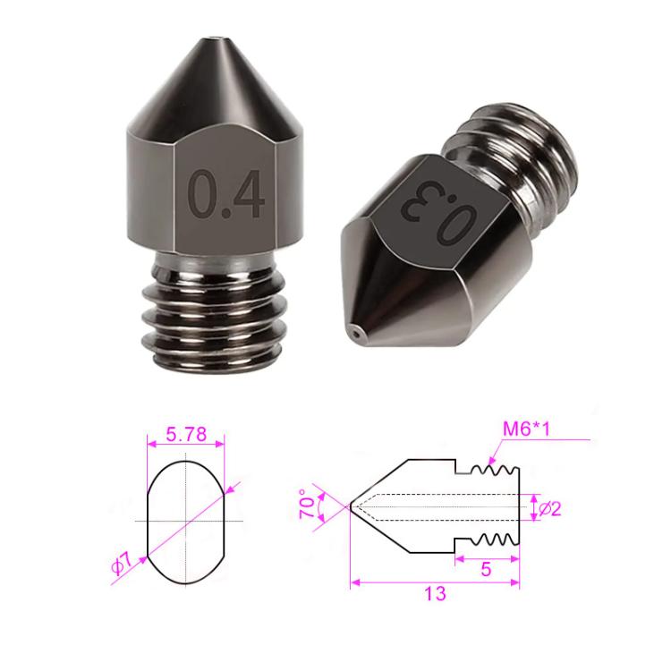 Ugello MK8 in acciaio temprato per stampanti 3D 1,75 mm