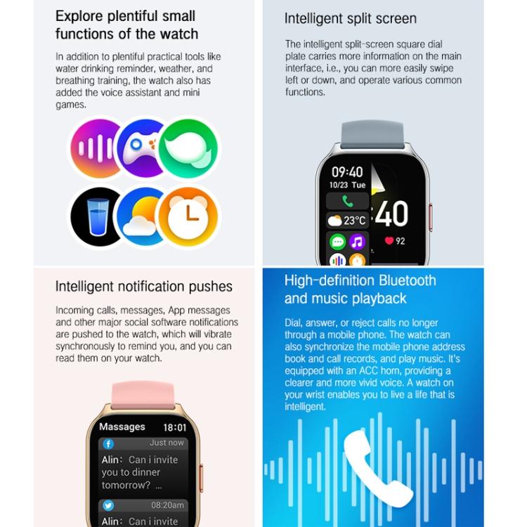 Monitoraggio della salute: ossigenazione del sangue, sonno e frequenza cardiaca. Smartwatch sportivo quadrato con doppio cinturino., Gold Steel+Silicone Pink, Black Steel+Silicone Black