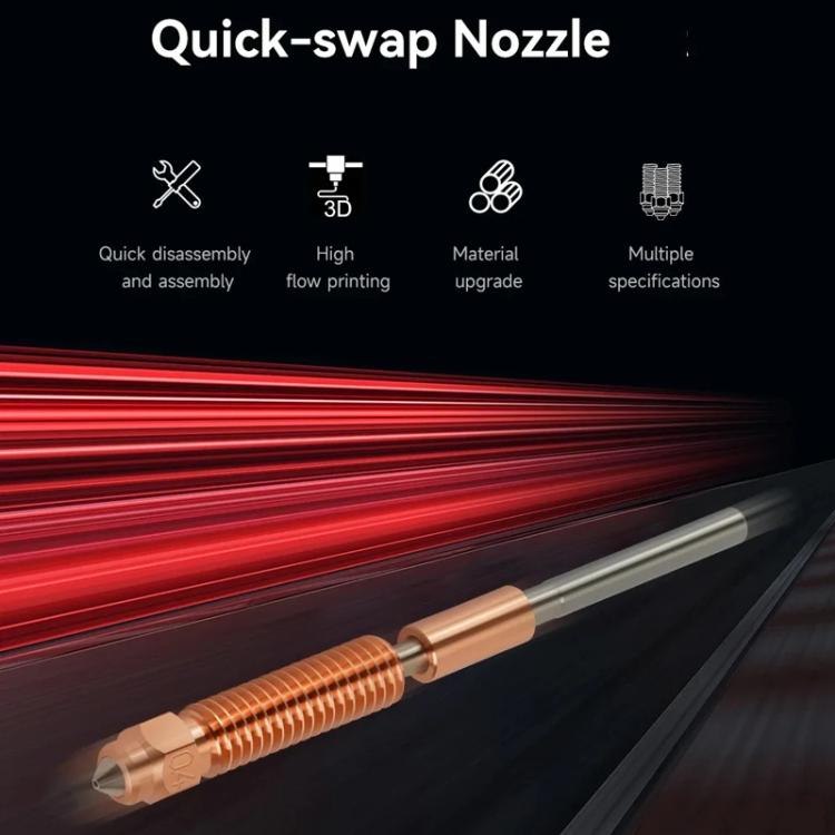 All-in-One Chrome Zirconium Copper Nozzle for Creality Ender-3 V3/K1C/K1 Max 3D Printers, 1.75/0.2mm, 1.75/0.4mm, 1.75/0.6mm, 1.75/0.8mm, 1.75/1.0mm