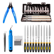 Kit di strumenti per stampante 3D: strumenti per la pulizia del modello, coltello da intaglio, lima, rifilatrice per bordi e accessori per la lucidatura., 36 In 1