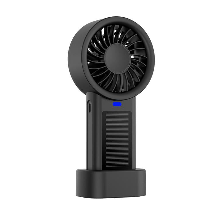 Ventilatore portatile e da tavolo ad energia solare con 5 velocità Turbo, 12 pale e ricarica rapida tramite USB Type-C.