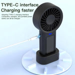 Ventilatore portatile e da tavolo ad energia solare con 5 velocità Turbo, 12 pale e ricarica rapida tramite USB Type-C.