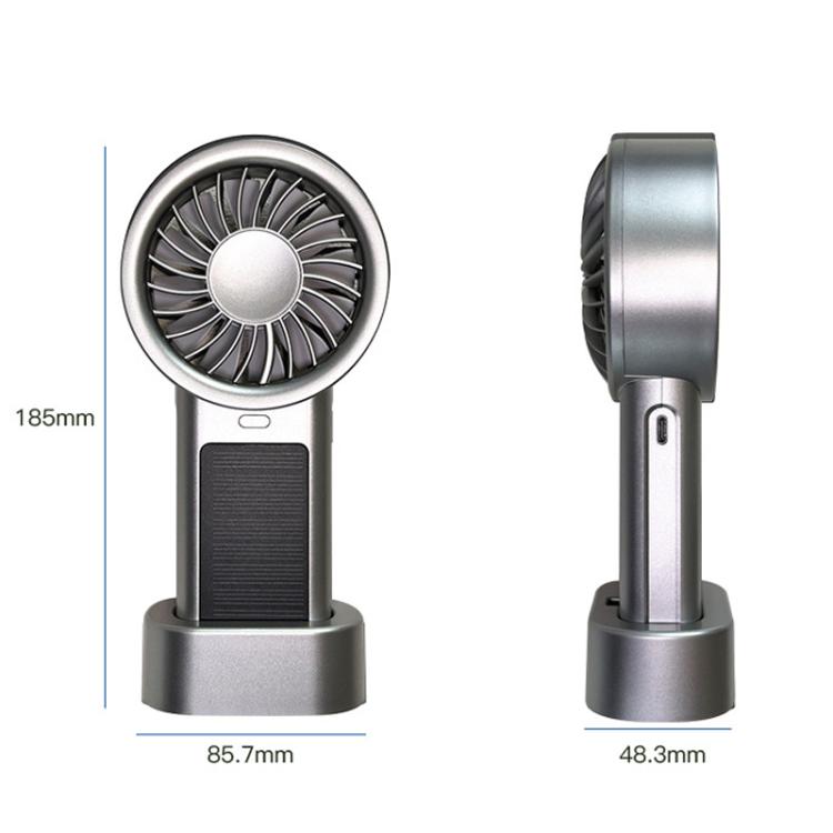 Ventilatore portatile e da tavolo ad energia solare con 5 velocità Turbo, 12 pale e ricarica rapida tramite USB Type-C.