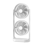 Ventilatore da scrivania a doppia testa, oscillante regolabile a 360 gradi, circolatore d'aria portatile a 3 velocità., 4000 mAh battery, Without Battery