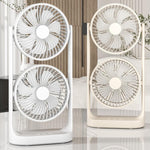 Ventilatore da scrivania a doppia testa, oscillante regolabile a 360 gradi, circolatore d'aria portatile a 3 velocità., 4000 mAh battery, Without Battery