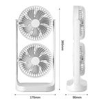Ventilatore da scrivania a doppia testa, oscillante regolabile a 360 gradi, circolatore d'aria portatile a 3 velocità., 4000 mAh battery, Without Battery