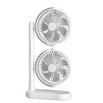 Dual Head Desk Fan 360-Degree Adjustable Oscillating Air Circulator 3-Speed Portable Cooling Fan, 4000 mAh Battery, Without Battery