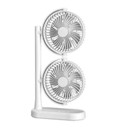 Dual Head Desk Fan 360-Degree Adjustable Oscillating Air Circulator 3-Speed Portable Cooling Fan, 4000 mAh Battery, Without Battery