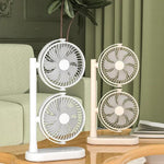 Dual Head Desk Fan 360-Degree Adjustable Oscillating Air Circulator 3-Speed Portable Cooling Fan, 4000 mAh Battery, Without Battery