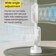 Dual Head Desk Fan 360-Degree Adjustable Oscillating Air Circulator 3-Speed Portable Cooling Fan, 4000 mAh Battery, Without Battery
