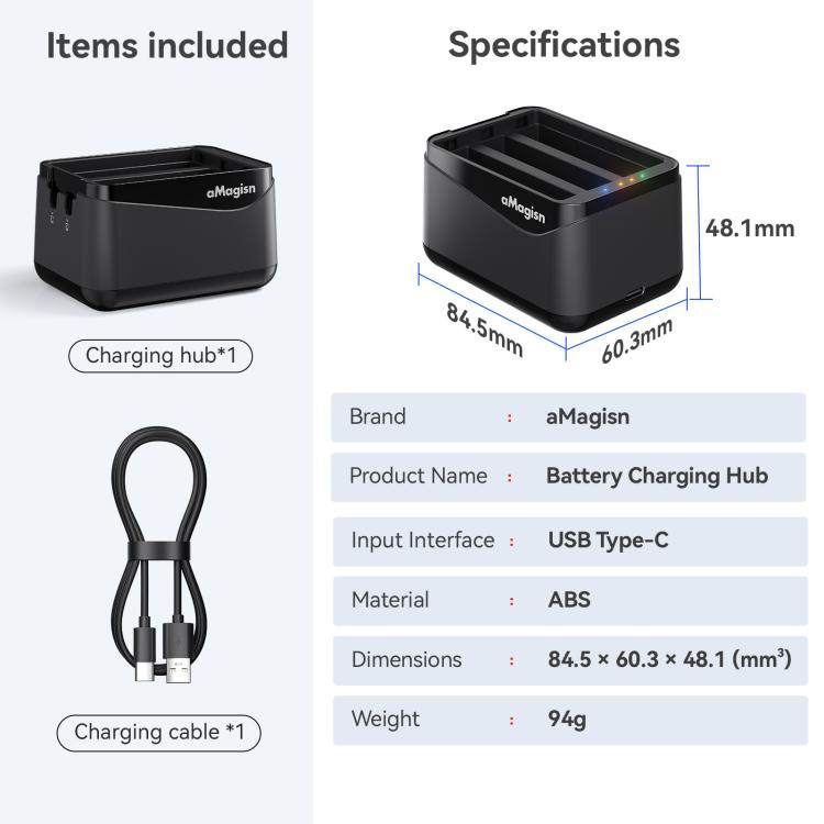 Caricabatterie rapido per 3 batterie Insta360 X5