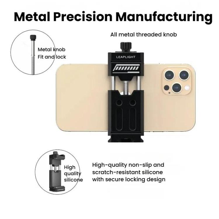 Supporto telefono metallico con 4 attacchi vite 1/4" e foro Arri