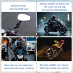 Sistema radar di rilevamento dell'angolo cieco per motociclette a 24 GHz con portata di 30 metri e assistenza al cambio di corsia per una guida sicura.