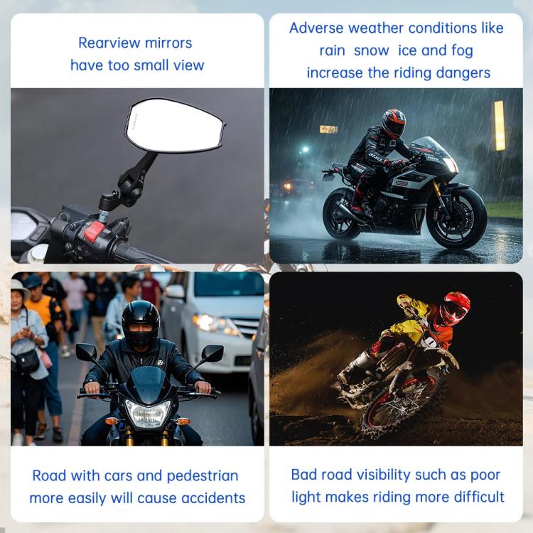 Sistema radar di rilevamento dell'angolo cieco per motociclette a 24 GHz con portata di 30 metri e assistenza al cambio di corsia per una guida sicura.