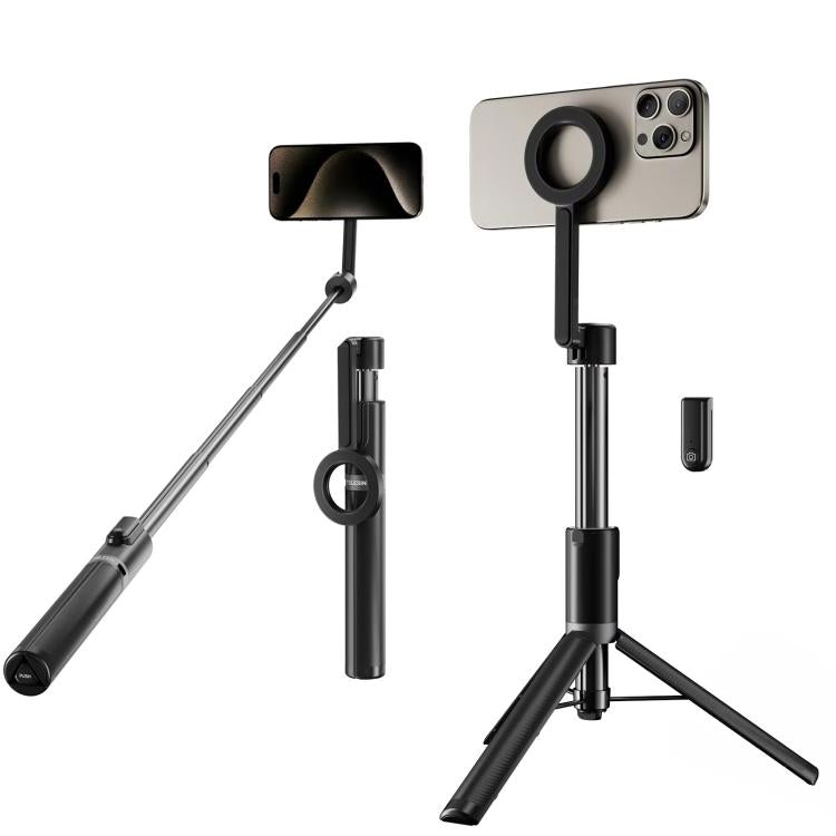 TELESIN Asta per selfie magnetica da 1,3 m, treppiede e supporto per telefono per vlog e live streaming all'aperto con telecomando Bluetooth.